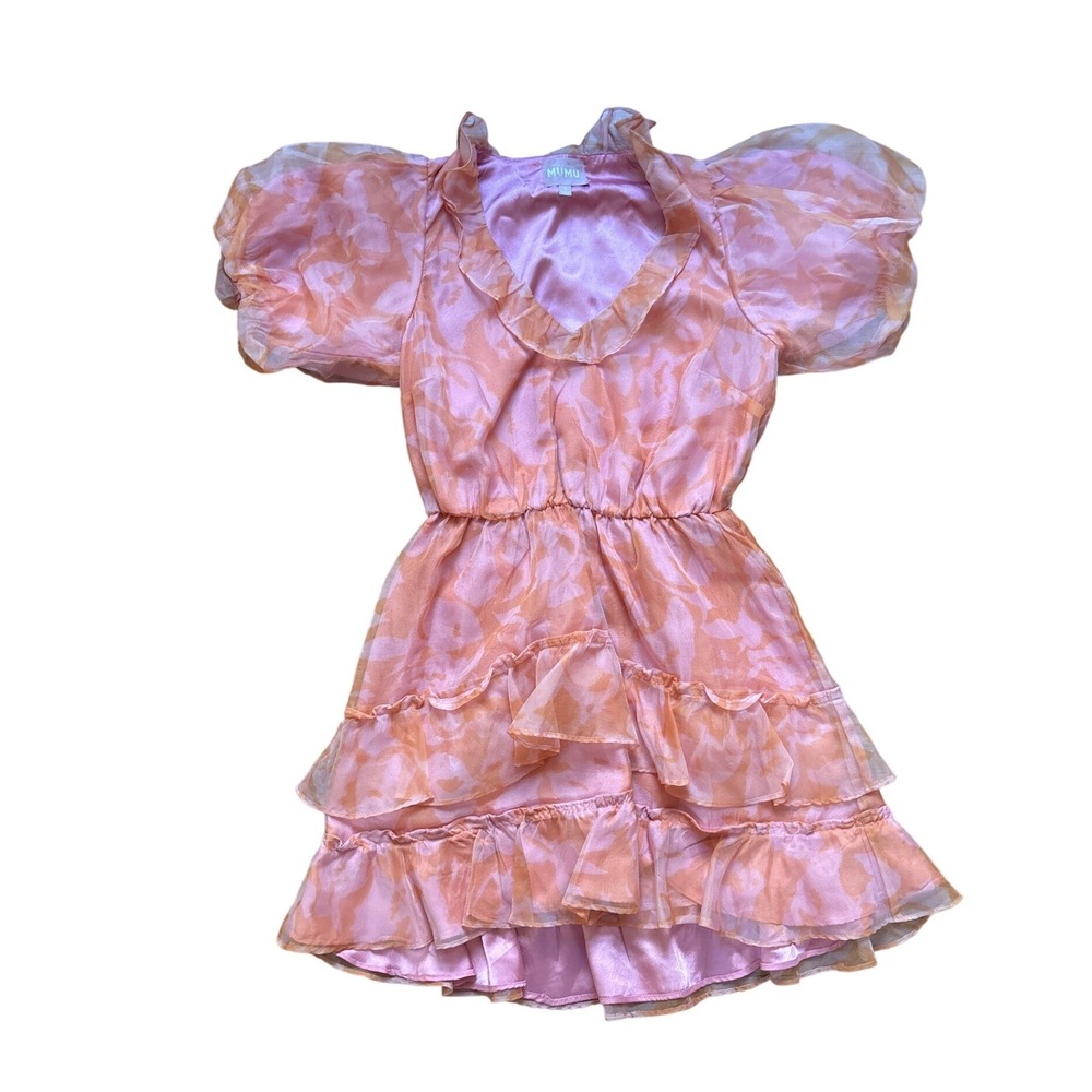Show‎ Me Your Mumu Jennie Ann Dress Women Pink Orange Flirty Floral SIZE S